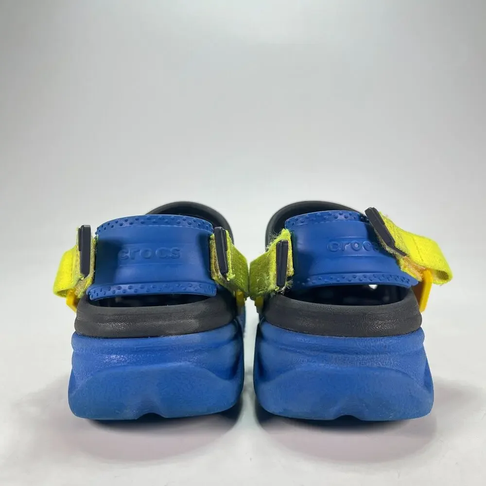 Crocs Duet Max II Clogs Black Blue Comfort Adjustable Strap Sandals Youth Size 2